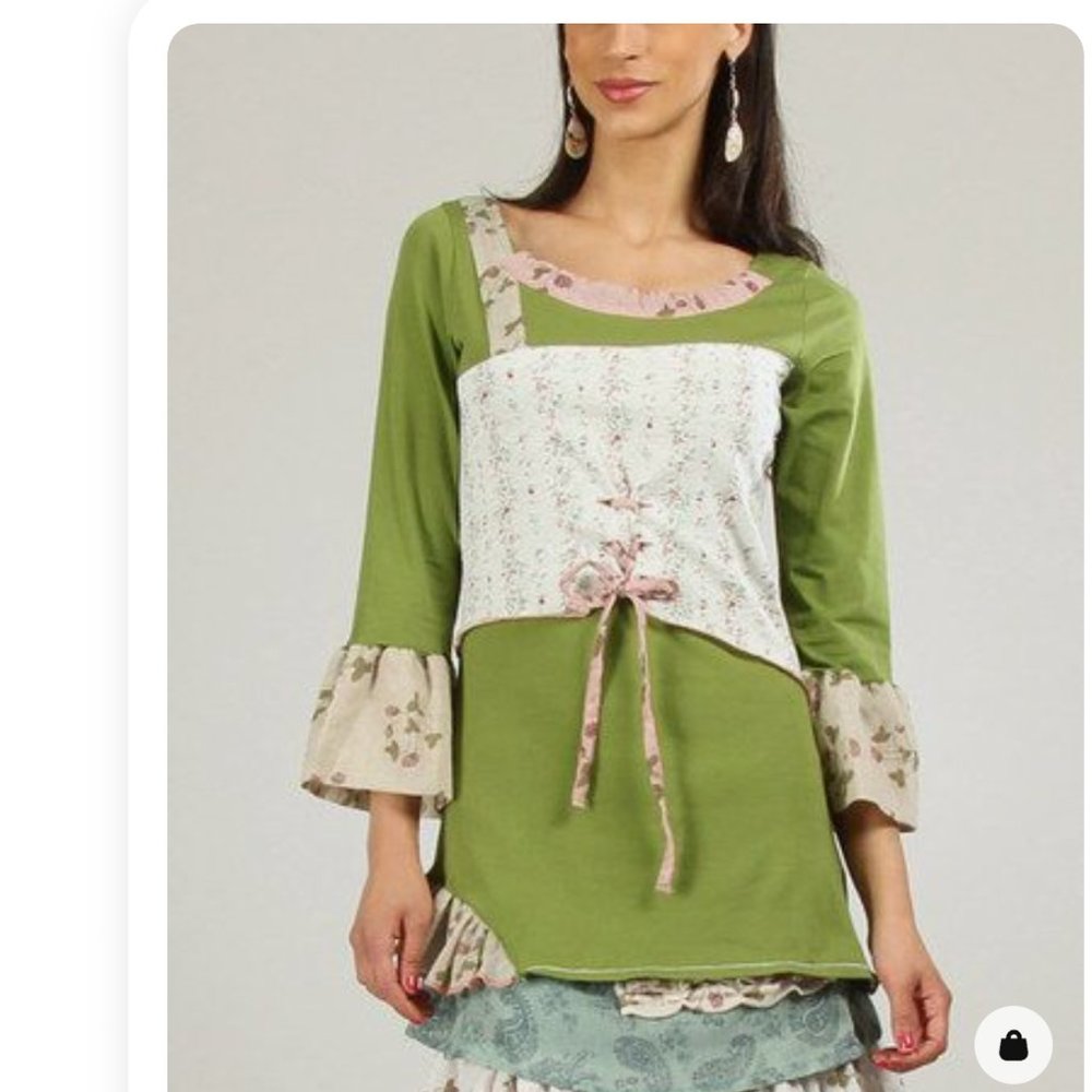 Ian Mosh contrast fabrics corset lace up ruffle top